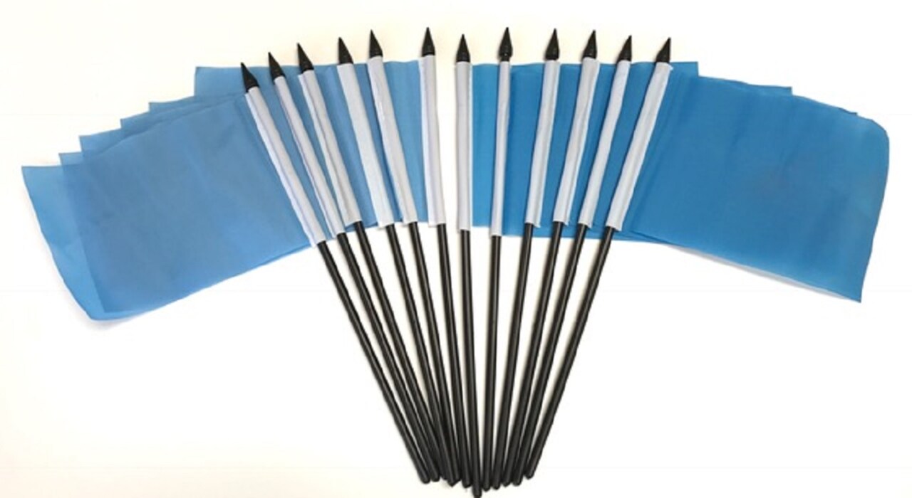 Pack of 12 Light Blue Mini Flags – 4"x6" Polyester Desk & Hand Waving Set